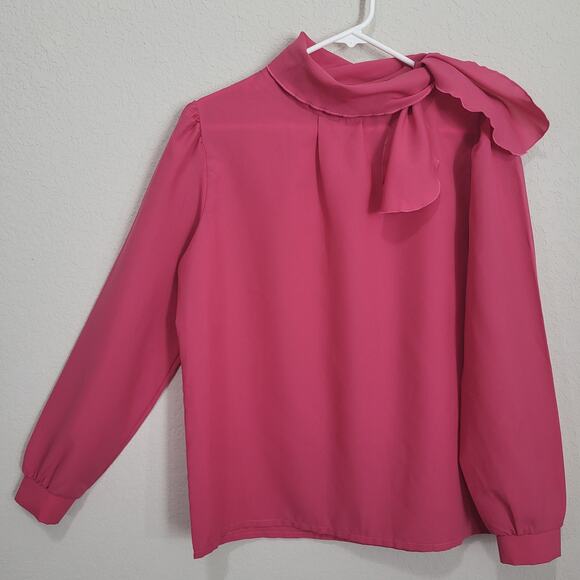 Vintage Tops - Vintage Blouse Donnkenny Women Size 10 / 12  Pink Bow neck office 80s 90s Office